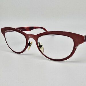 Iyoko-Inyake IY 445 Col. 193 Red Cat Eye Eyeglasses Japan 49-19-145
